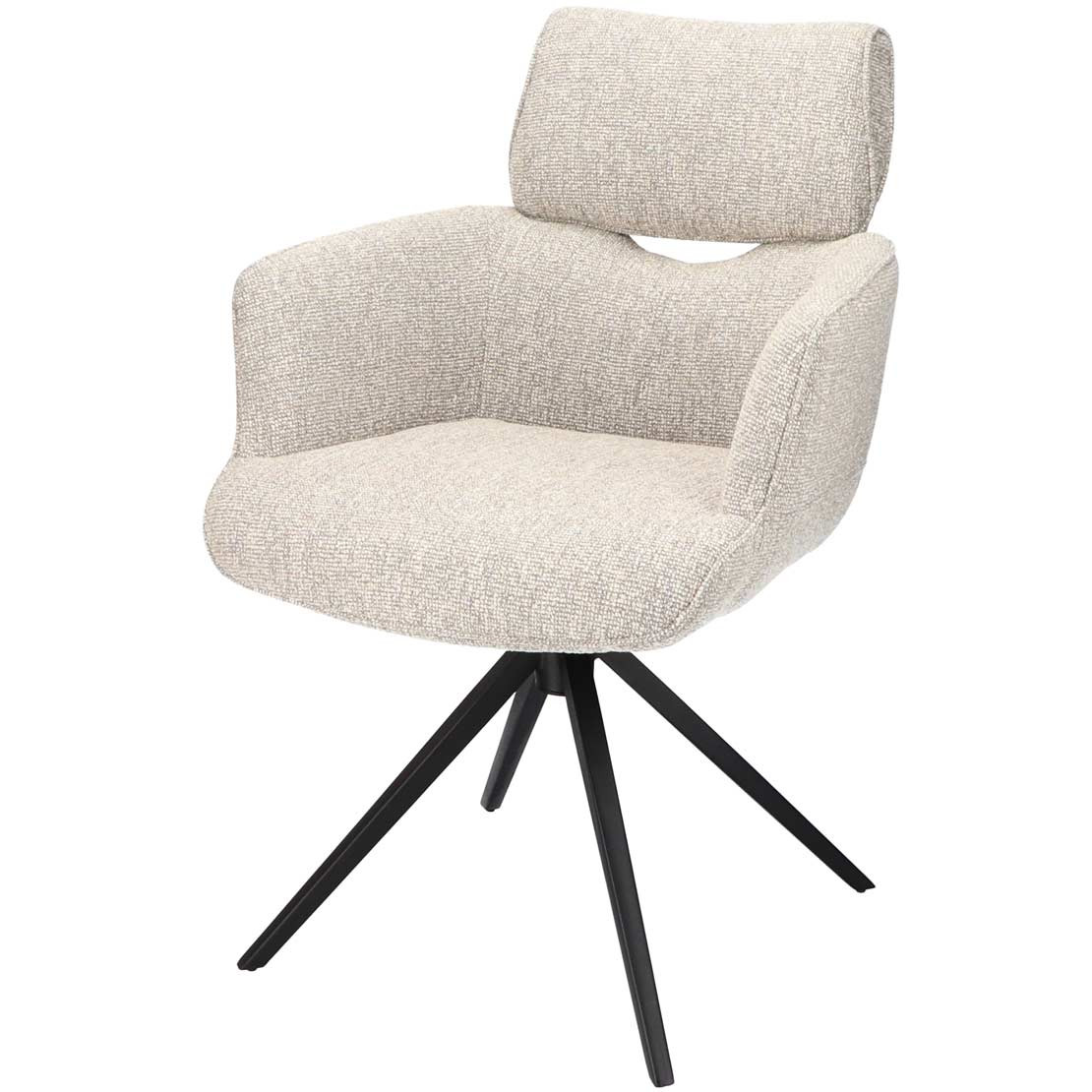 Eetkamer-armstoel Geert Stof Lodge Sepia-176 en poten zwart