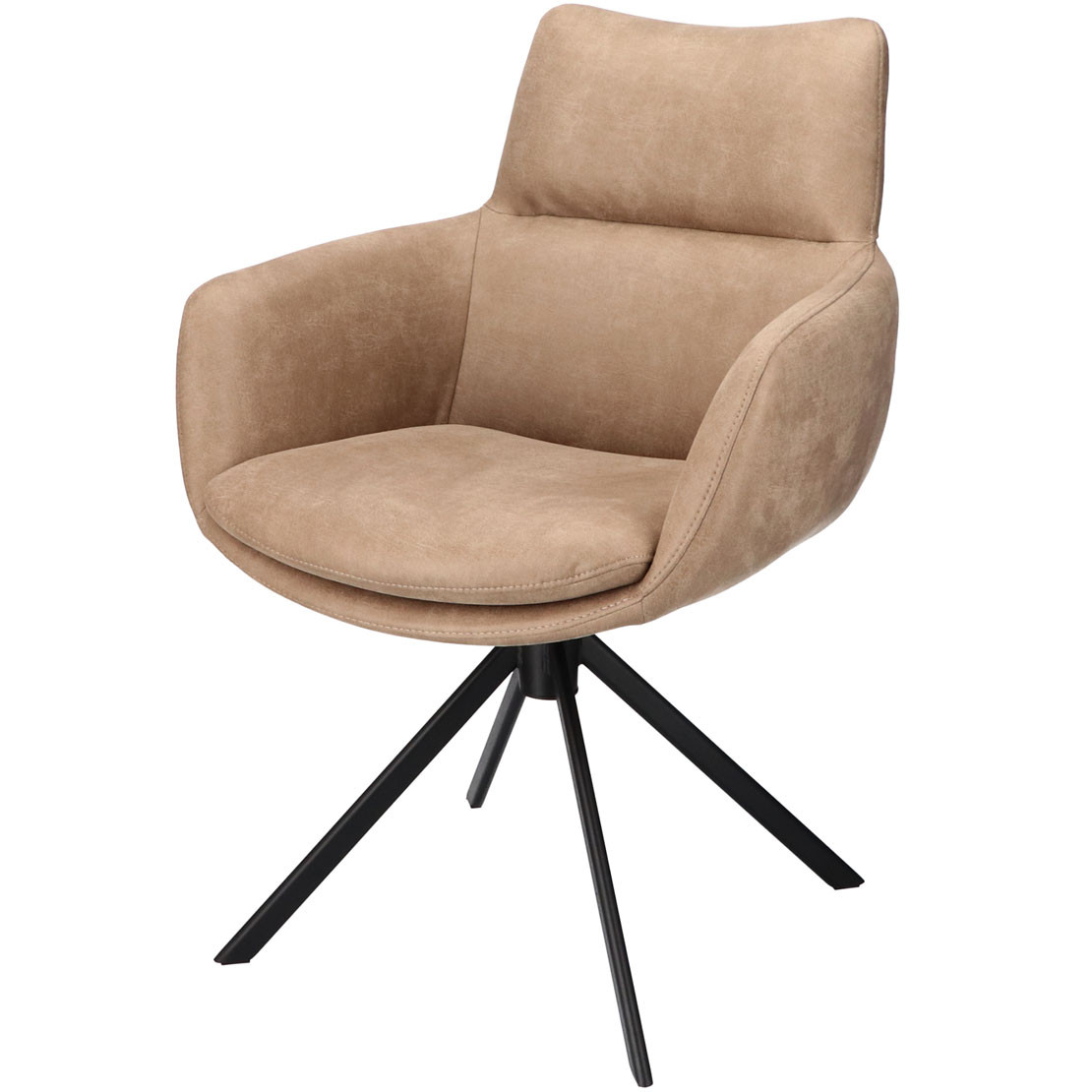 Eetkamer-armstoel Mike Microleder Bull Liver-10 en poten zwart