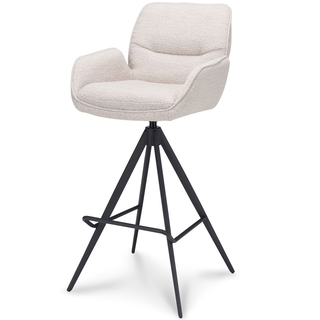 Barkruk met arm ZH-80 Michael met arm Stof Alpine Natural-01 en poten zwart