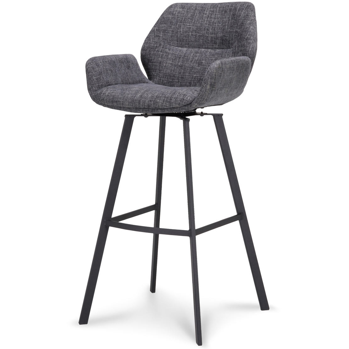 Barkruk ZH-80 Michiel met arm Stof Miami Darkgrey-68 en poten zwart