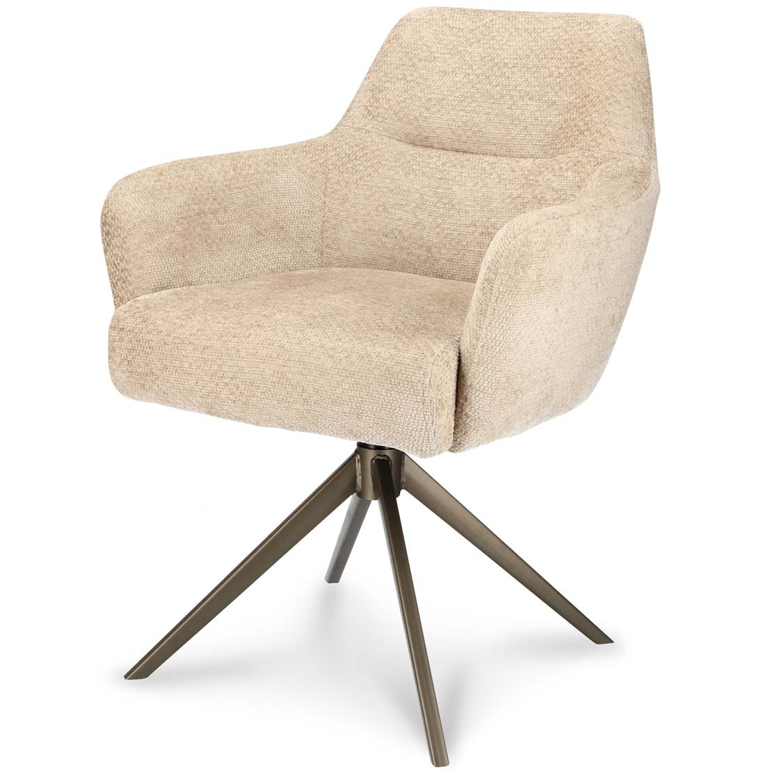 Eetkamer-armstoel Matthew stof Movie Desert 109 en poten bronze