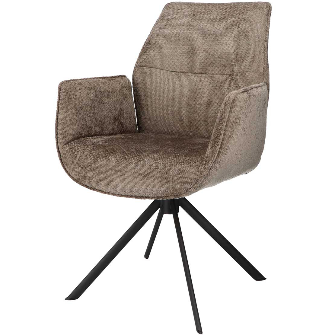 Eetkamer-armstoel Sam stof Movie Taupe-12 en poten zwart