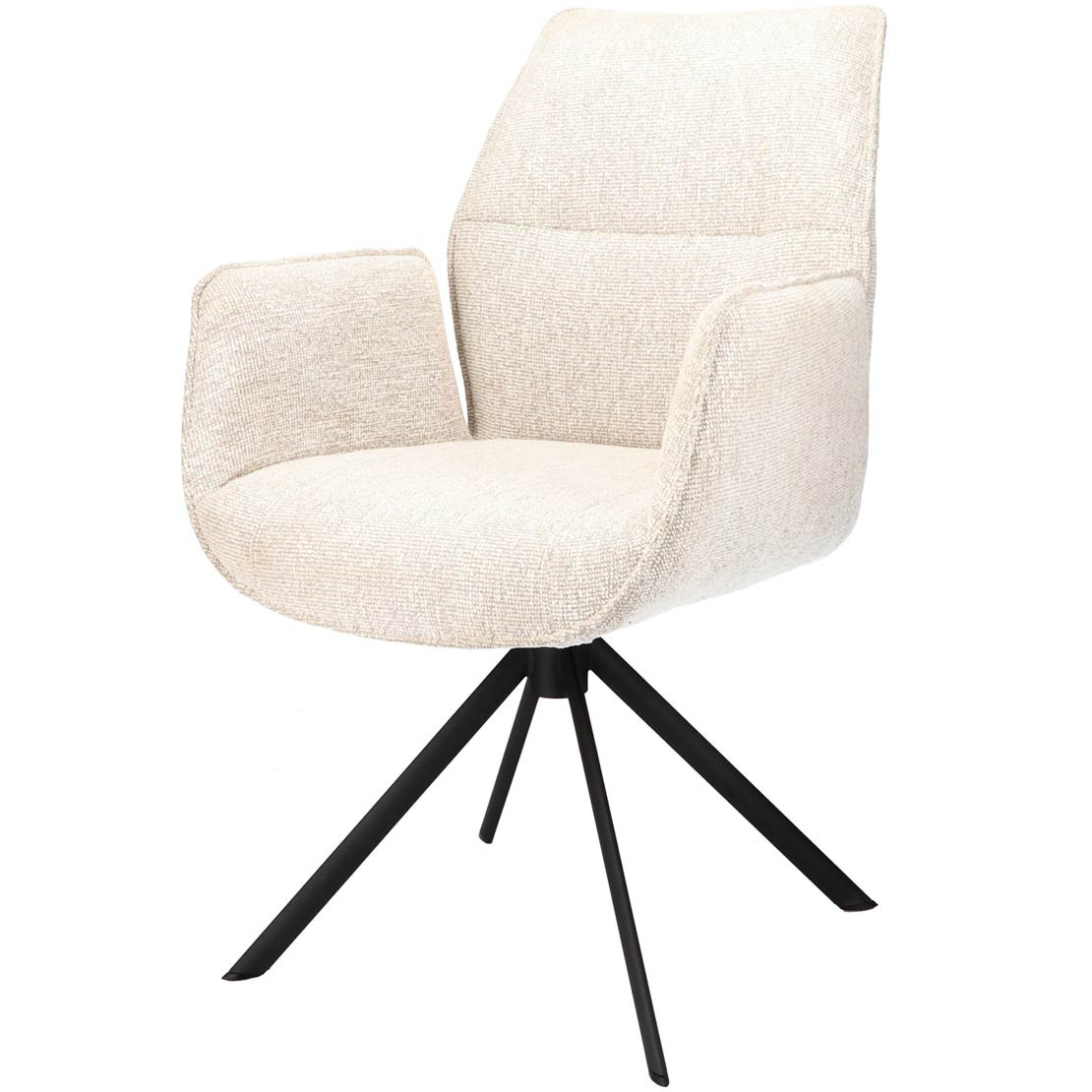 Eetkamer-armstoel Sam stof Lodge Linen-110 en poten zwart