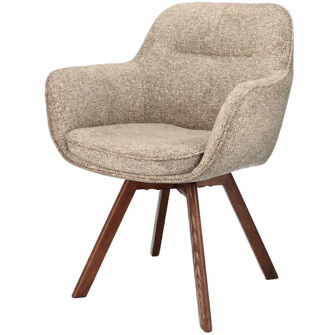 Eetkamer-armstoel Leroy stof Leo Mocca-32 en poten oak dark-brown