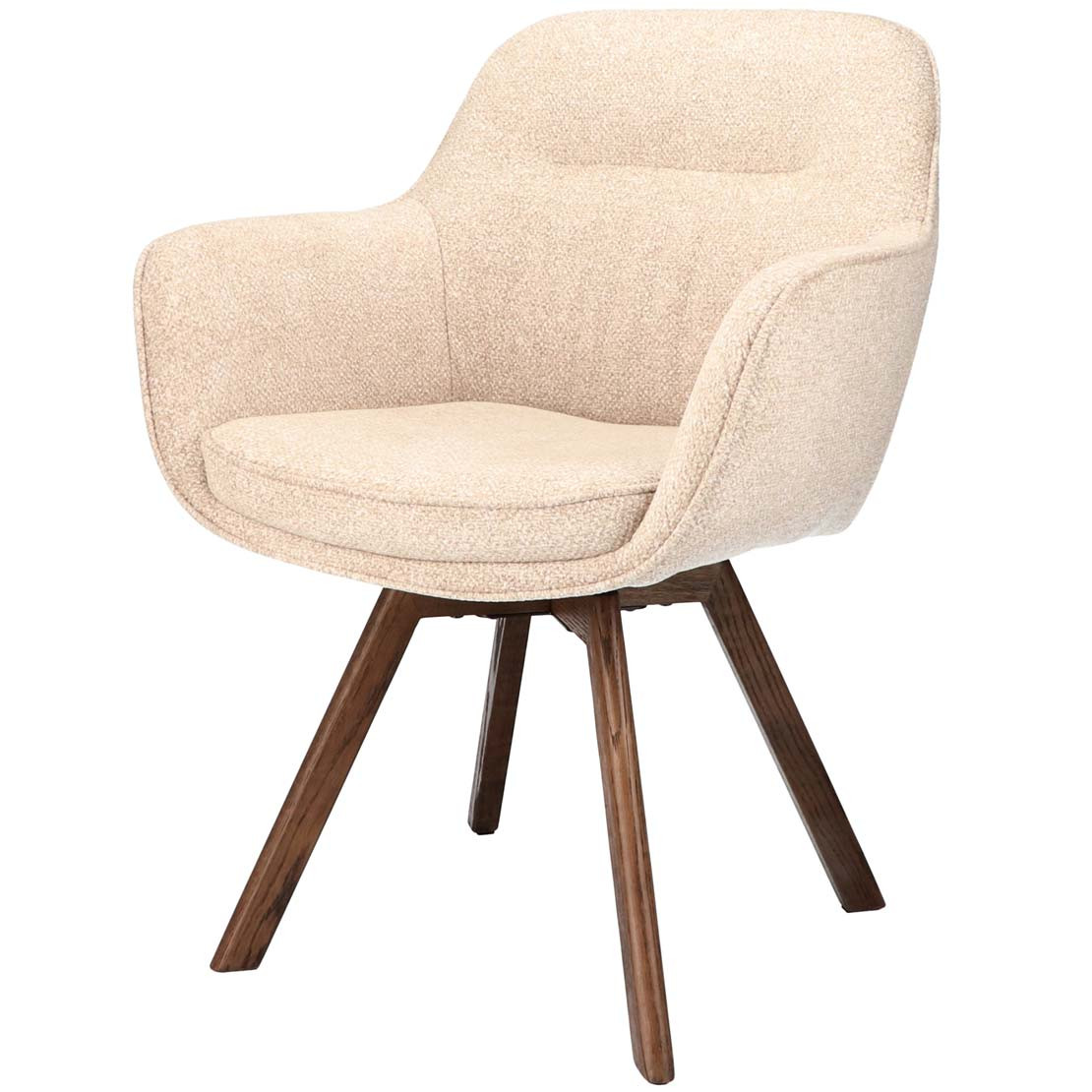 Eetkamer-armstoel Leroy stof Leo Sand-26 en poten oak dark-brown