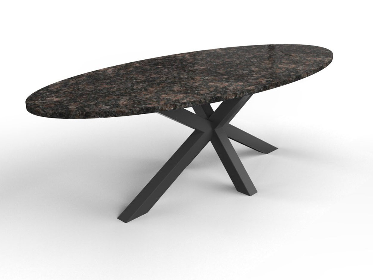 matig Verbinding verbroken vasthouden Ovale natuursteen tafel met granieten blad en matrix onderstel