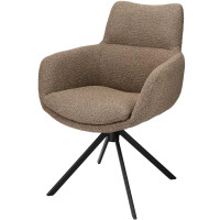 Eetkamer-armstoel Mike Stof Rhythm Brown-15 en poten zwart