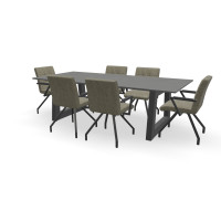 Rechthoekige Dekton Micron tafel Novara met ZA-serie met arm stoelen