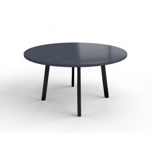 Nero Assoluto (gezoet) ronde granieten tafel met gecoat stalen frame