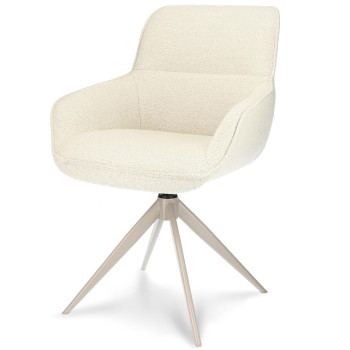 Eetkamer-armstoel Suzanne Stof Mose Natural-90 en poten Smoked-Cream