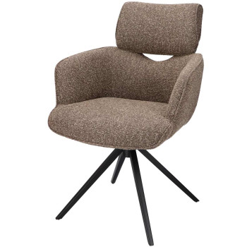 Eetkamer-armstoel Geert Stof Lodge Sepia-176 en poten zwart