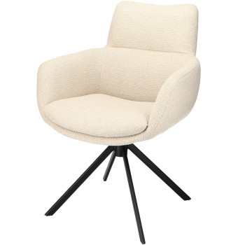 Eetkamer-armstoel Mike Stof Rhythm Natural-01 en poten zwart