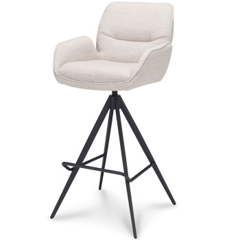 Barkruk met arm ZH-80 Michael met arm Stof Alpine Natural-01 en poten zwart