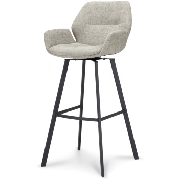 Barkruk ZH-80 Michiel met arm Stof Miami Taupe-12 en poten zwart