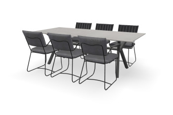 Rechthoekige Dekton Kreta tafel Teano met EU-serie met arm stoelen