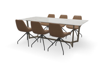 Rechthoekige Dekton Awake tafel Formia met NA-serie zonder arm stoelen