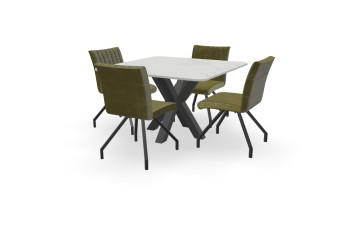 Vierkante Dekton Aura tafel Cento met ZA-serie zonder arm stoelen